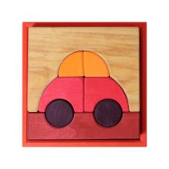 Puzle de madera y set de construcción Coche rojo - Grimm's