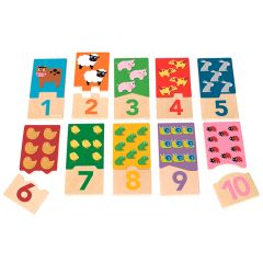 Set 10 puzles de madera Duo Animales números 20 piezas - Goula