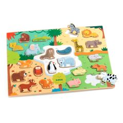 Puzle de madera encajable Animales en su hábitat - Djeco