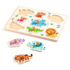 Puzle de madera encajable animales salvajes Hippo'n'Co - Djeco