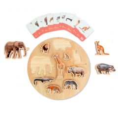 Puzle de madera encajable animales salvajes y tarjetas - Andreu Toys