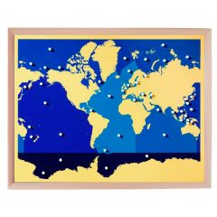 Puzle de madera de los mares y océanos con marco - Montessori