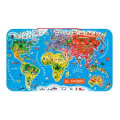 Puzle mapamundi magnético 92 piezas: regiones del mundo - Janod