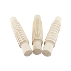 Rodillos de madera con texturas para plastilina y arena (3) - Deukaliptus