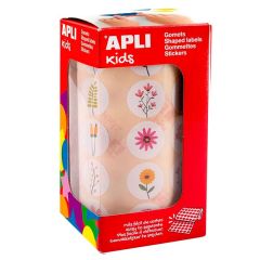 Rollo de 900 pegatinas reutilizables Gomets flores - Apli
