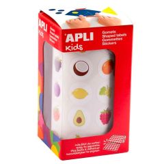 Rollo de 900 pegatinas reutilizables Gomets frutas - Apli