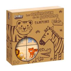 Sellos de madera animales selva y almohadilla tinta (9) - Crealign