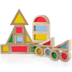 Bloques de madera sensoriales arcoíris (20) - Guidecraft