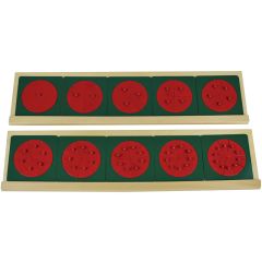 Set de 10 círculos de metal con stand de madera para fracciones - Montessori