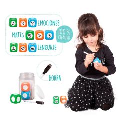 Set de 3 dados reescribibles con rotulador borrable - Akros