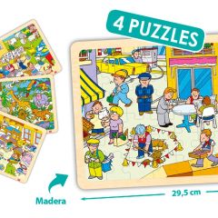 Set de 4 puzles de madera: Lugares - Akros