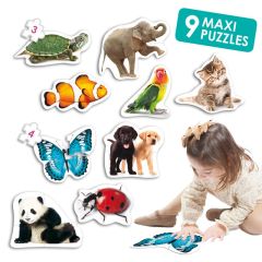 Set de 9 maxi puzles siluetas: Animales - Akros