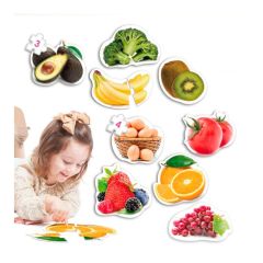 Set de 9 maxi puzles siluetas: Alimentos sanos - Akros