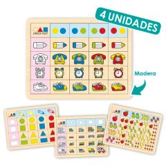 Set de lógica Play 1 con 4 bandejas de madera - Akros