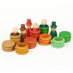 Set de muñecos Nins®, Magos, anillas y monedas de madera Aguamarina Otoño - Grapat