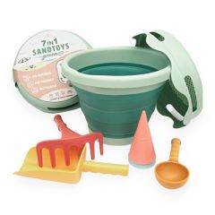 Set de playa compacto verde con 7 piezas Bioplástico - CompacToys