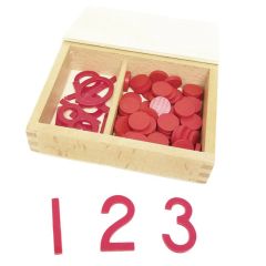 Set números y contadores de madera - Montessori