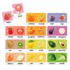 Set de 12 puzles vocabulario frutas y verduras 48 piezas - Diset
