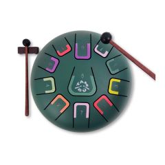 Tambor verde mate con 11 lengüetas metálicas - Tambú
