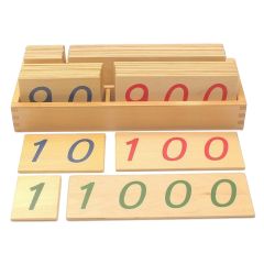 Tarjetas de madera grandes con números 1-9000 - Montessori