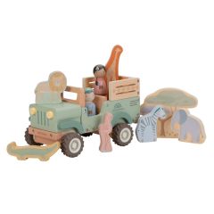 Todotereno con muñecos y animales de madera Safari Friends - Little Dutch