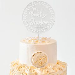 Topper transparente personalizado Mi Bautizo - nombre y fecha