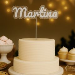 Topper transparente Nombre o Texto Personalizado - 1 línea