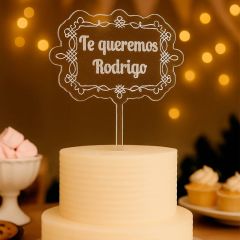 Topper transparente personalizado Filigrana - nombre o texto