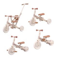 Triciclo con barra convertible en bicicleta 4 en 1 blanco - Little Dutch
