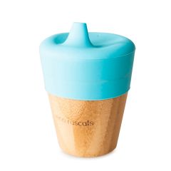 Vaso de aprendizaje con tapa de silicona azul 190 ml - Madera de Bambú - Eco Rascals