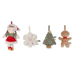 Adornos de peluche para árbol de Navidad Rosa (4) - Little Dutch
