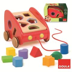 Arrastre y encajable de madera Coche rojo - Goula