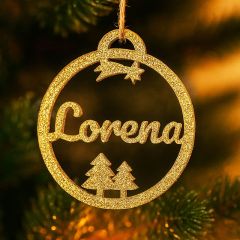 Bola para árbol de Navidad personalizada - Estrella fugaz y árboles