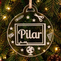 Bola para árbol de Navidad personalizada grabada - Profe