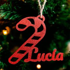 Bola para árbol de Navidad personalizada - Bastón de caramelo