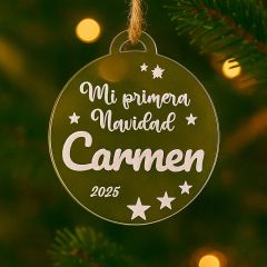 Bola para árbol de Navidad personalizada grabada - Mi primera Navidad