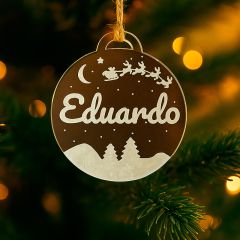 Bola para árbol de Navidad personalizada grabada - Paisaje nevado
