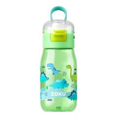 Botella Flip Gulp tritán (sin BPA) verde dinosaurios 475 ml - Zoku