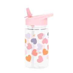 Botella con pajita Corazones 450 ml - A Little Lovely Company