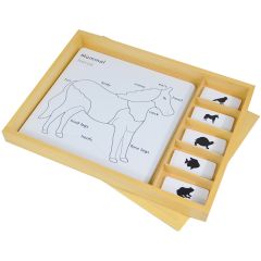 Tarjetas para puzles de animales con caja de madera - Montessori