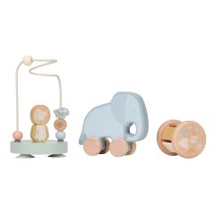 Caja regalo sonajero, arrastre y looping de madera Safari Friends - Little Dutch