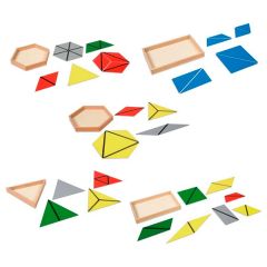 Cajas de madera con triángulos constructivos grandes - Montessori