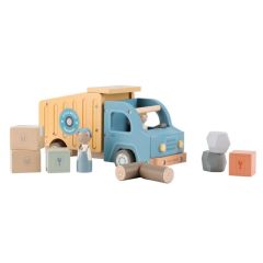 Camión volquete con muñecos y accesorios de madera - Little Dutch