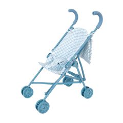 Carrito silleta para muñecas Vichy azul - Monnëka