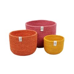 Cestas de yute para almacenar y clasificar altas amarilla, naranja y rosa (3) - ReSpiin