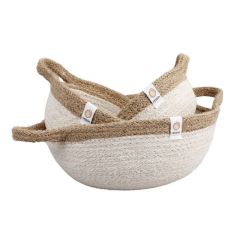 Cestas de yute para almacenar y clasificar con asas beiges filo marrón (3) - ReSpiin