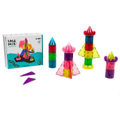 Construcción magnética Imanix Rocket Castle cohetes y torres 64 piezas - Braintoys