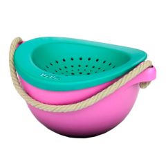 Cubo de playa con colador PoBi rosa y turquesa - Bibio
