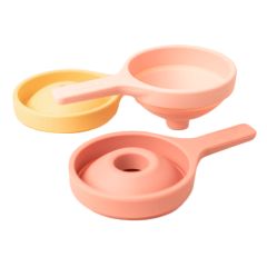 Embudos de silicona plegables coral y amarillo para bandeja Play Tray (3) - Inspire My Play
