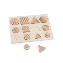 Encajable de madera sensorial formas geométricas y texturas - Andreu Toys